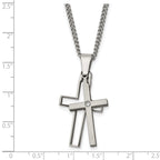 Sophia Jewelers Titanium Diamond Cross Necklace with Polished & Brushed Finish