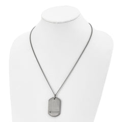 Chisel Titanium Brushed with .01 carat Diamond Dog Tag 22 inch Necklace