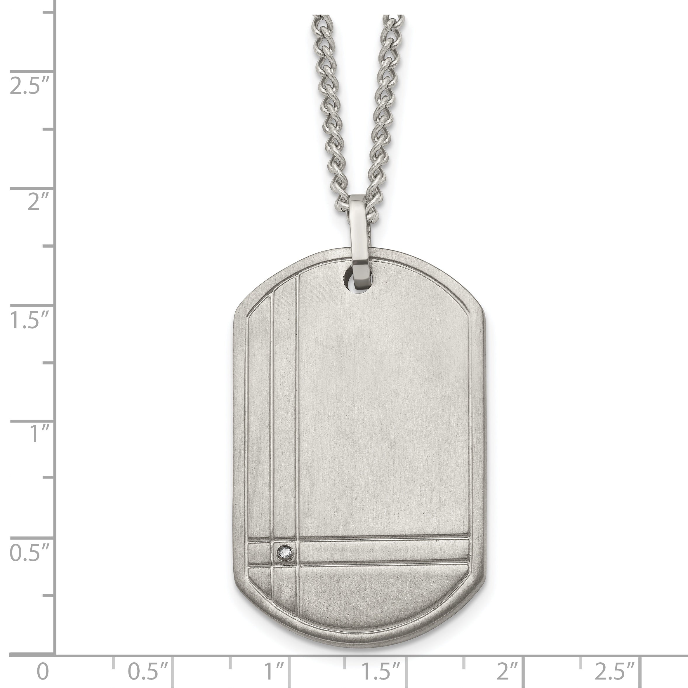 Sophia Jewelers Men's Titanium Dog Tag Necklace with Diamond Engravable 22