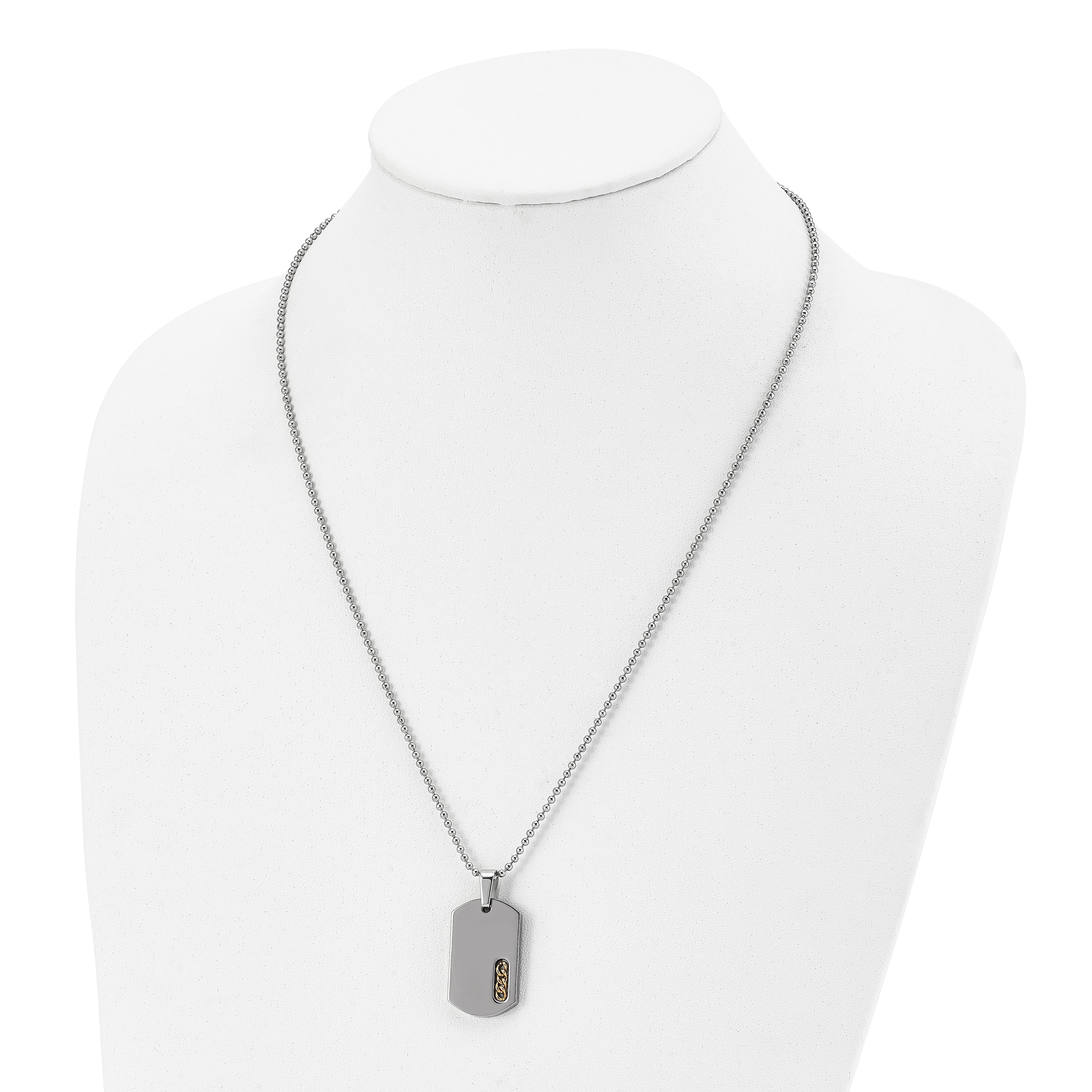 Sophia Jewelers Titanium Engravable Dog Tag Necklace 22 Polished Gold Tone