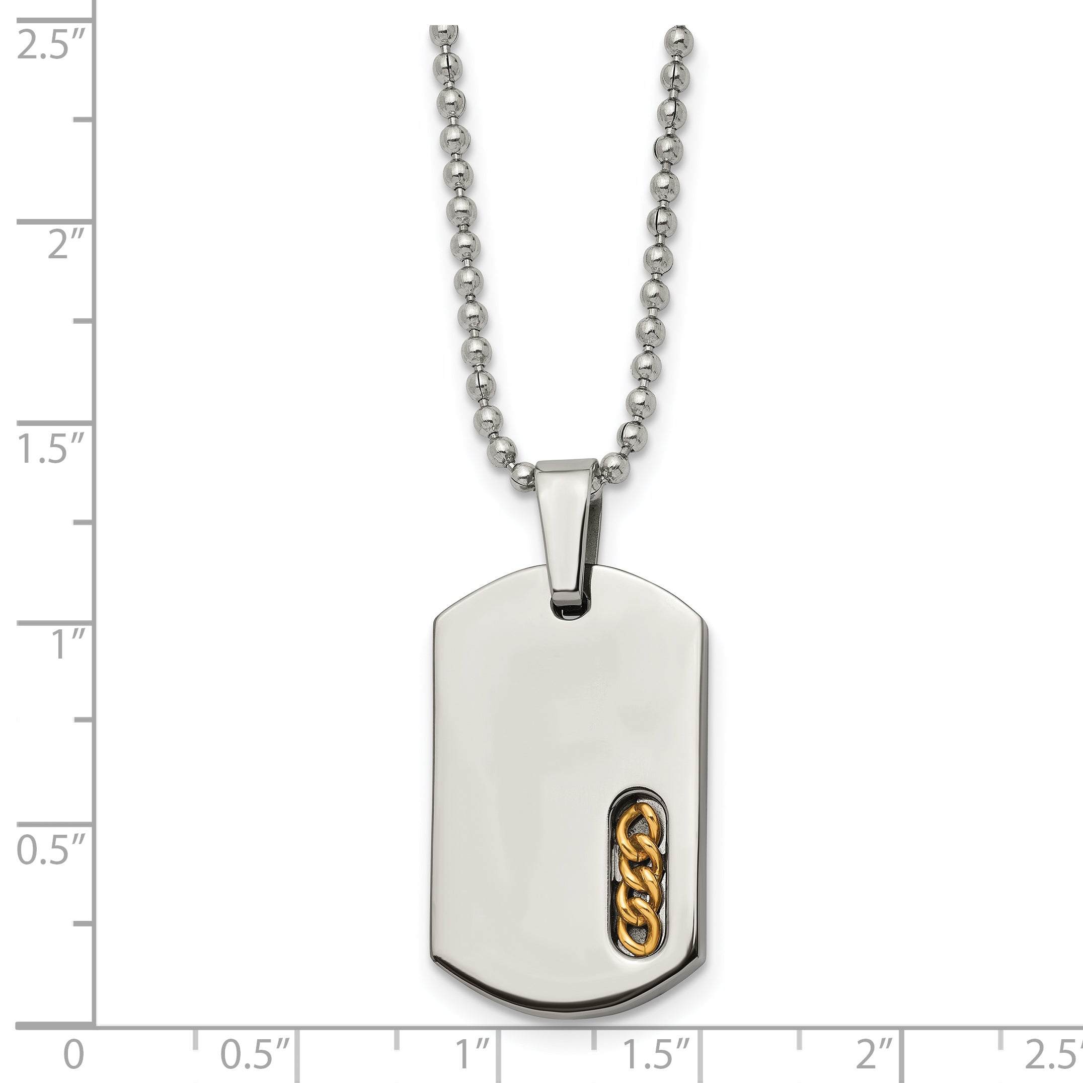 Sophia Jewelers Titanium Engravable Dog Tag Necklace 22 Polished Gold Tone