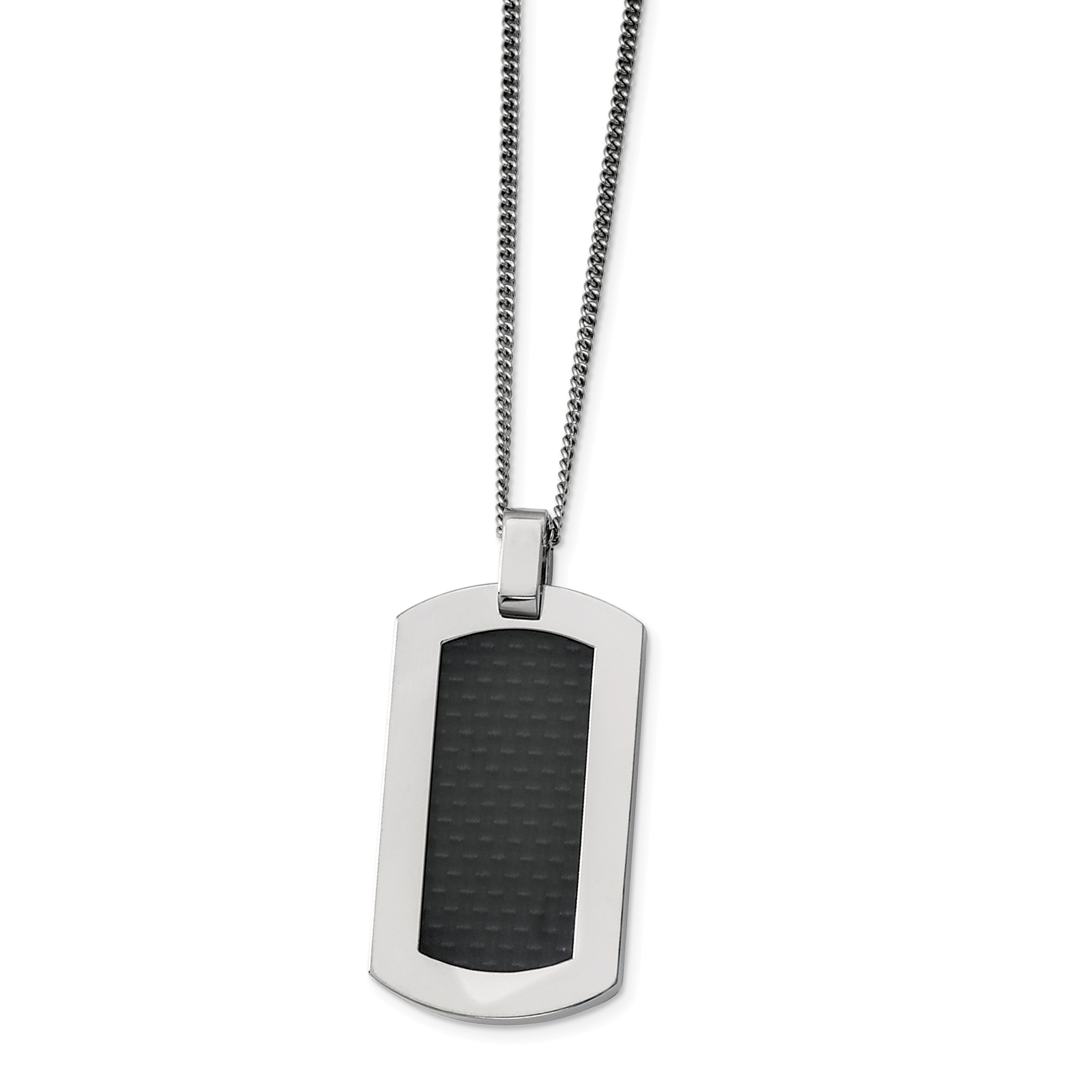Titanium Men's Necklace with Polished Black Carbon Fiber Inlay