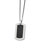 Titanium Men's Necklace with Polished Black Carbon Fiber Inlay