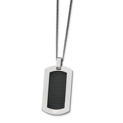 Chisel Titanium Polished with Black Carbon Fiber Inlay 24 inch Necklace