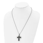 Sophia Jewelers Titanium Necklace with Polished Black Carbon Inlay 22