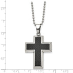 Sophia Jewelers Titanium Necklace with Polished Black Carbon Inlay 22