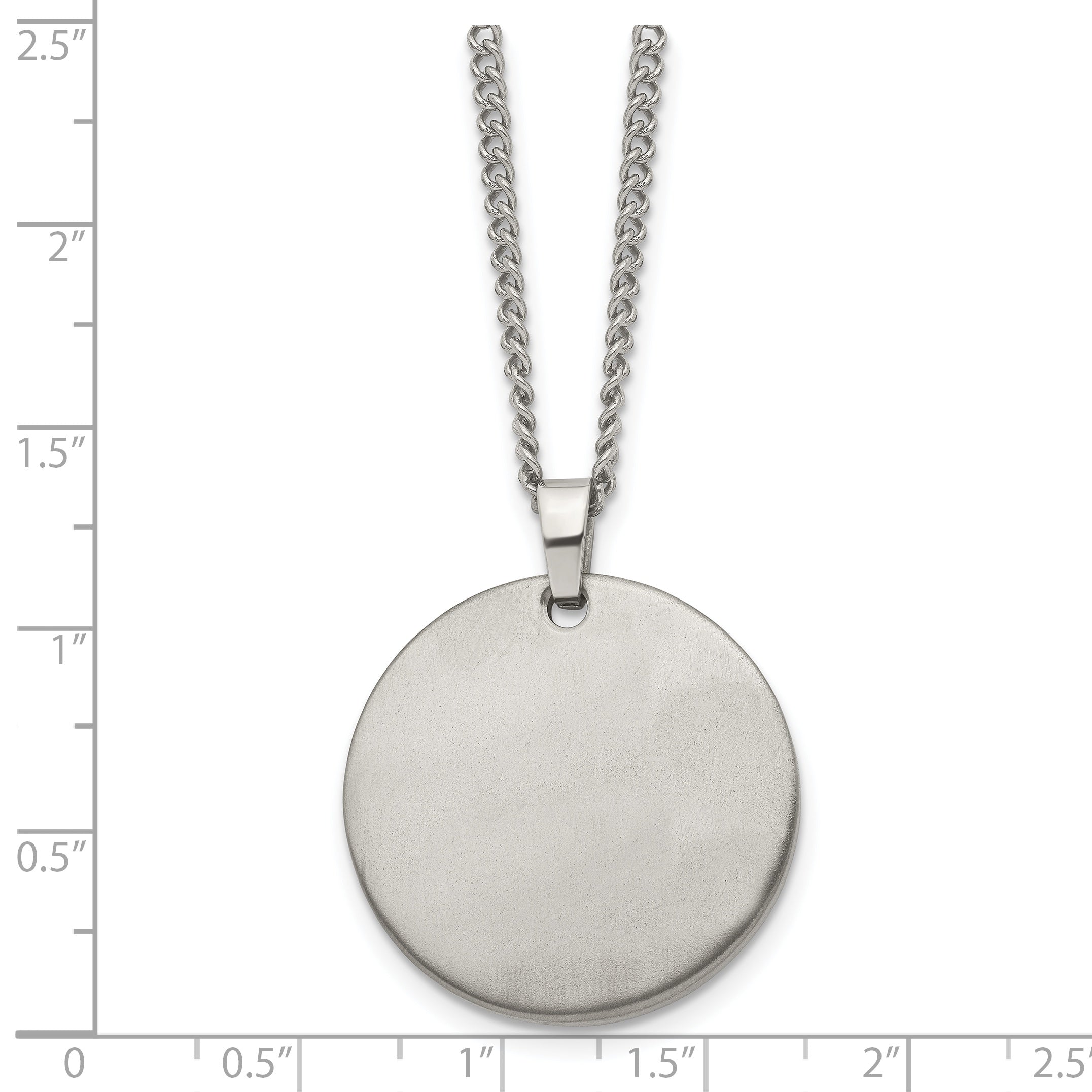 Titanium Men's Necklace with Brushed Finish Engravable Pendant