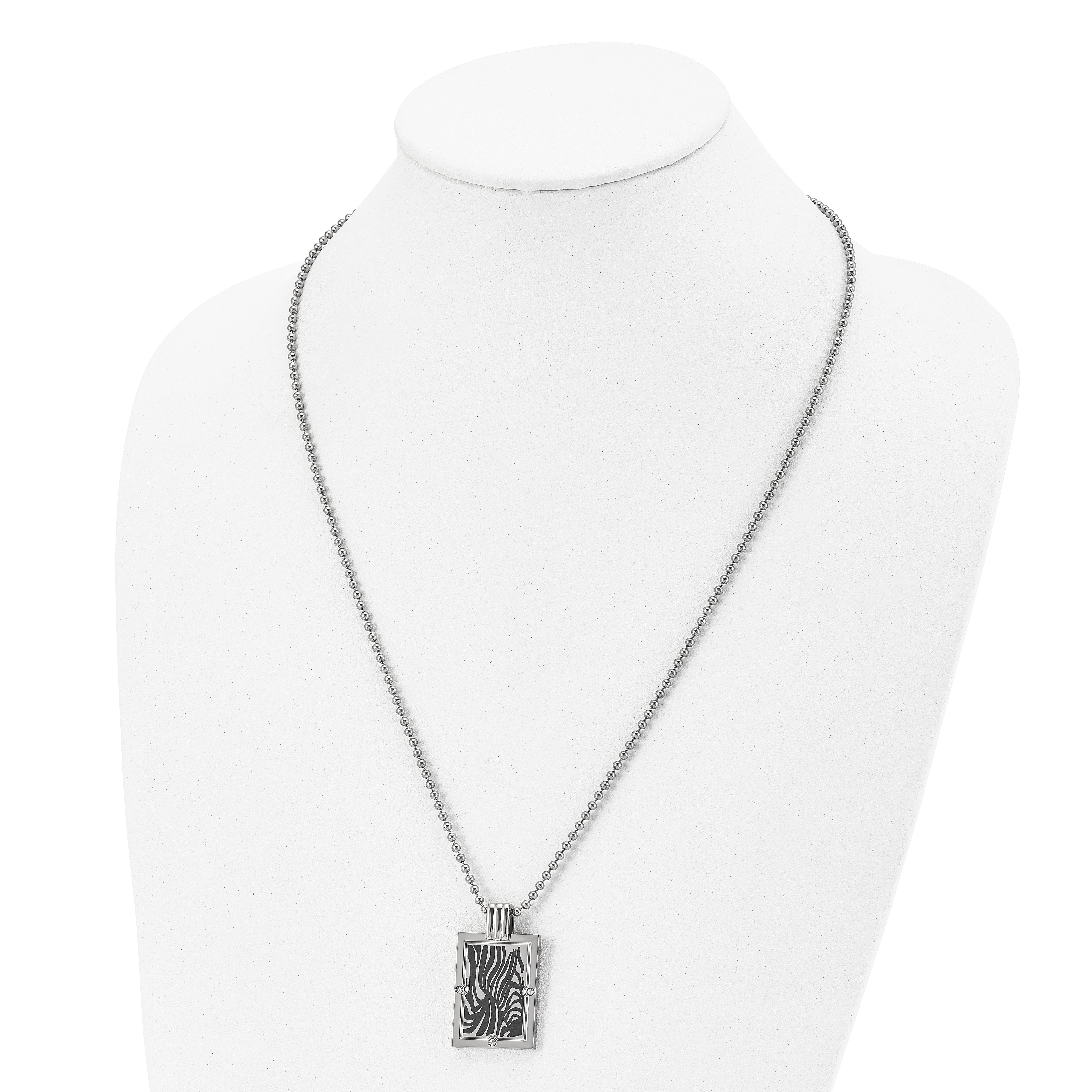 Titanium Polished Black Enamel with 1/20ct. Diamond 24in Necklace