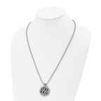 Black Enamel & Diamond Necklace in Titanium (1/20 ct.)