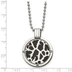 Black Enamel & Diamond Necklace in Titanium (1/20 ct.)