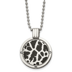 Titanium Polished Black Enamel with 1/20ct. Diamond 24in Necklace