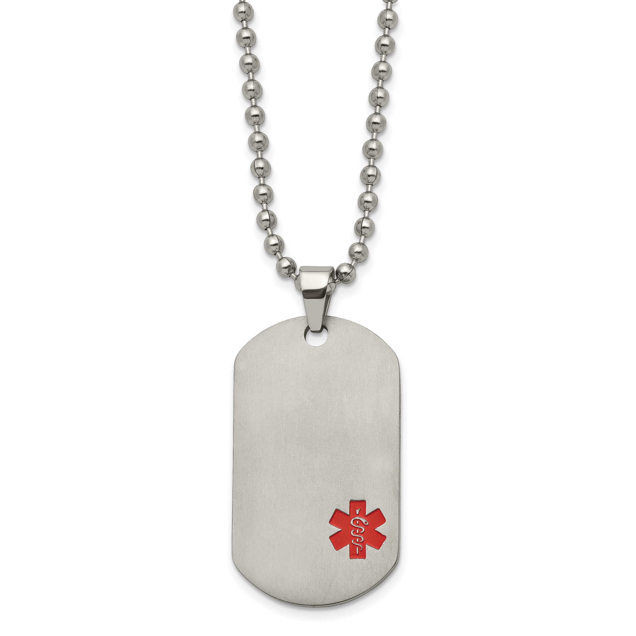 Chisel Titanium Brushed Red Enamel Medical ID Dog Tag 22 inch Necklace Main image
