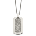 Titanium Men's Dog Tag Necklace with Polished Hammered Finish, Engravable