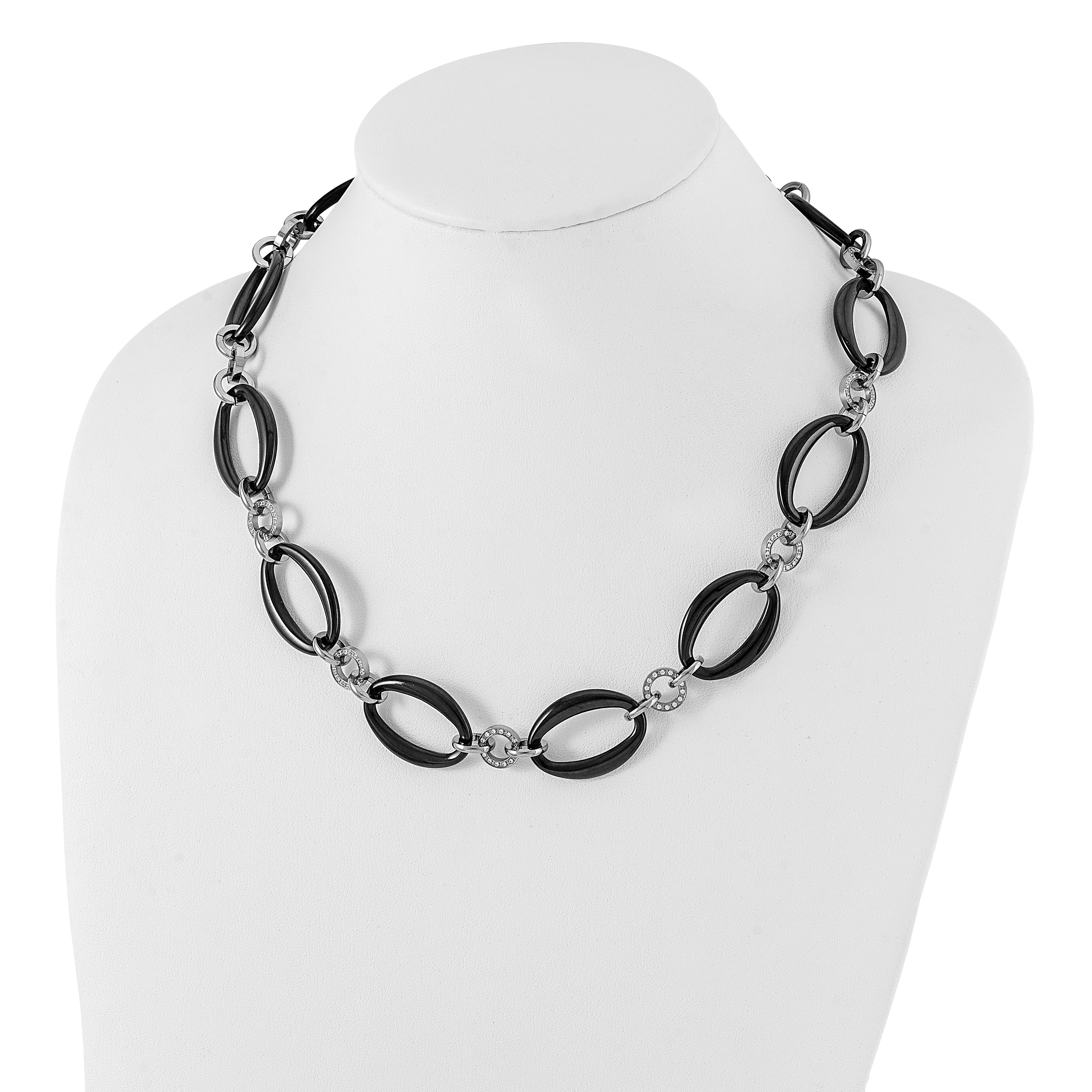 Titanium Women's Necklace with Polished Finish & CZ Accents