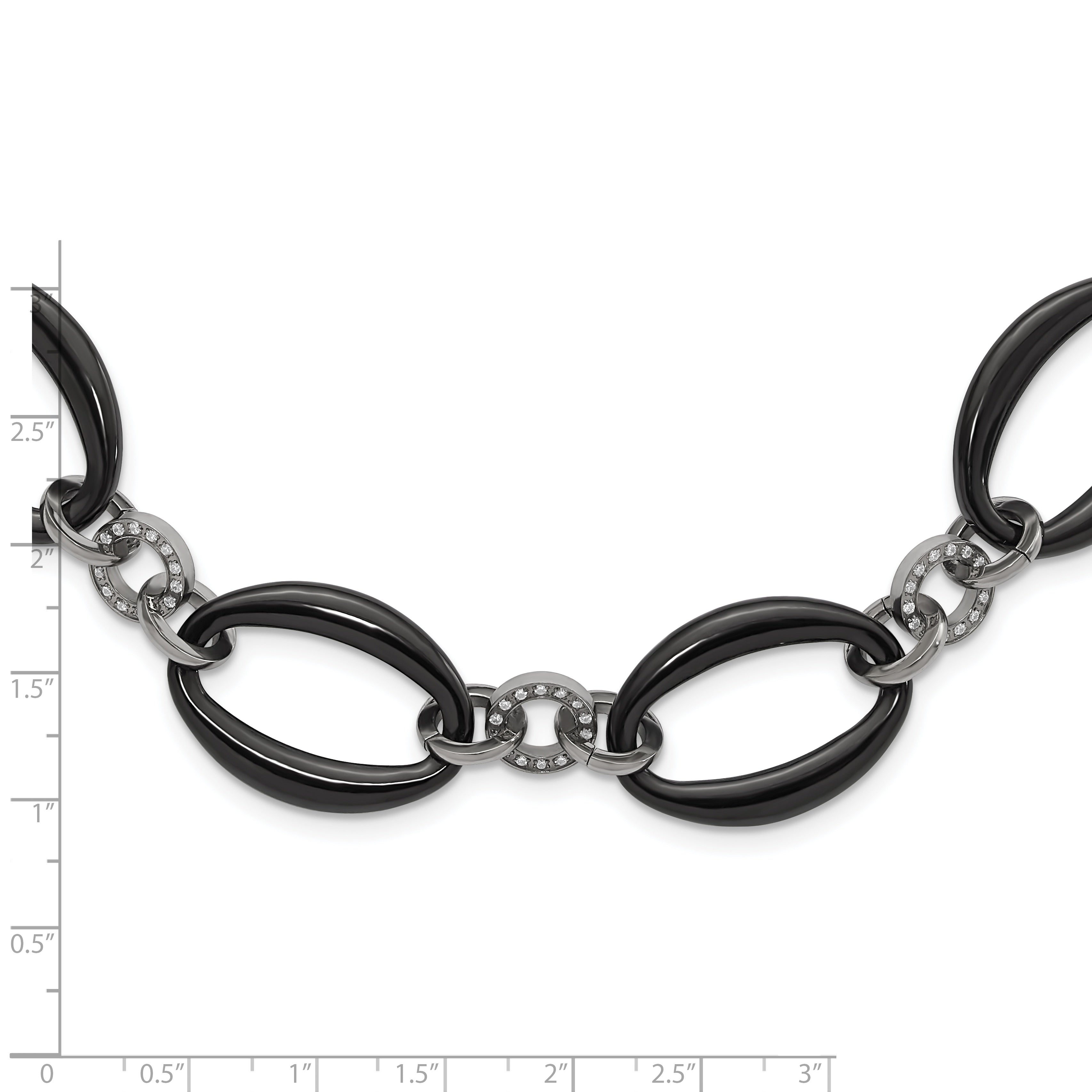 Titanium Women's Necklace with Polished Finish & CZ Accents