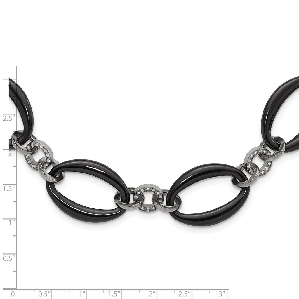 Titanium Women's Necklace with Polished Finish & CZ Accents