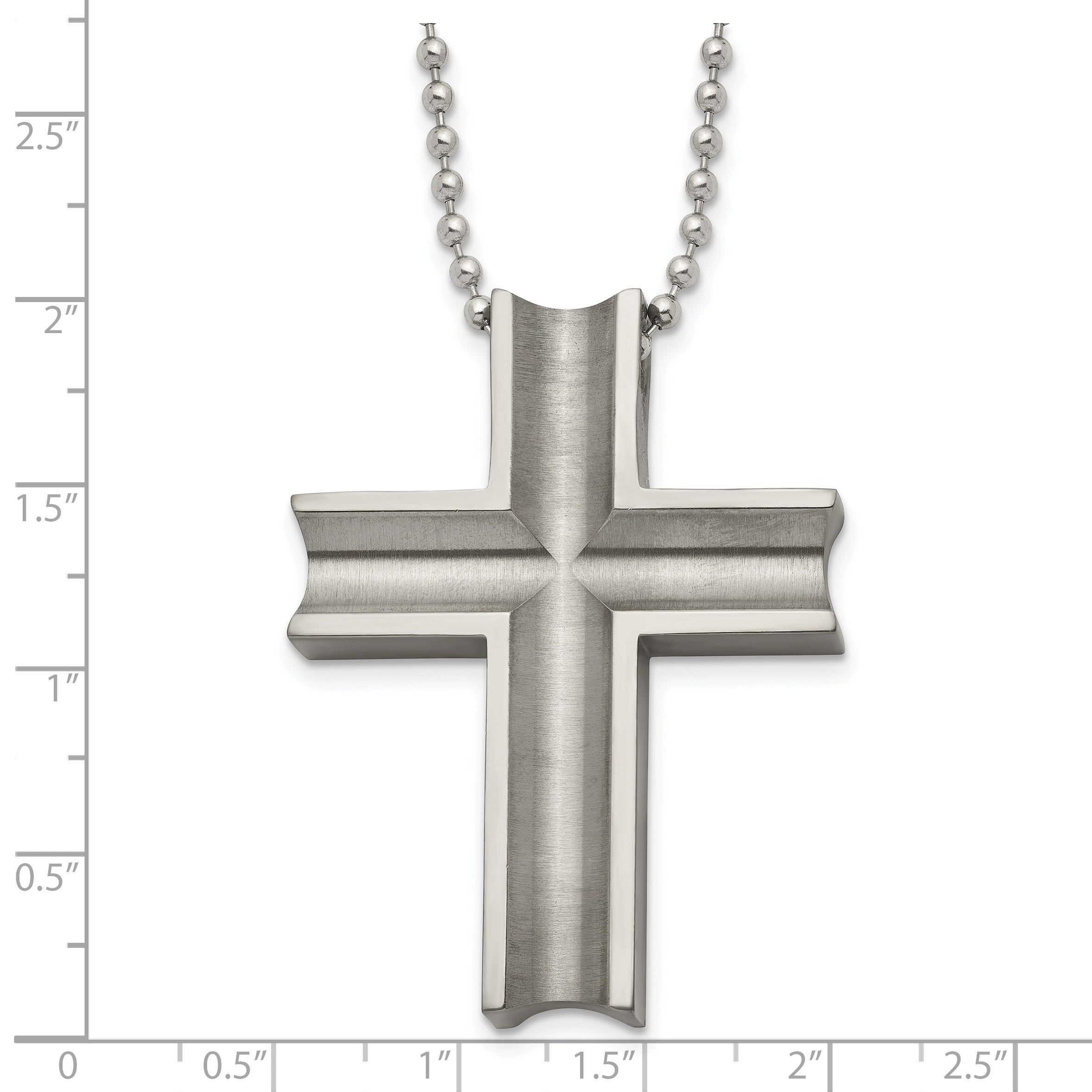 Titanium Polished Men's Necklace with Cross Pendant 24 Inch