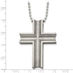 Titanium Polished Men's Necklace with Cross Pendant 24 Inch