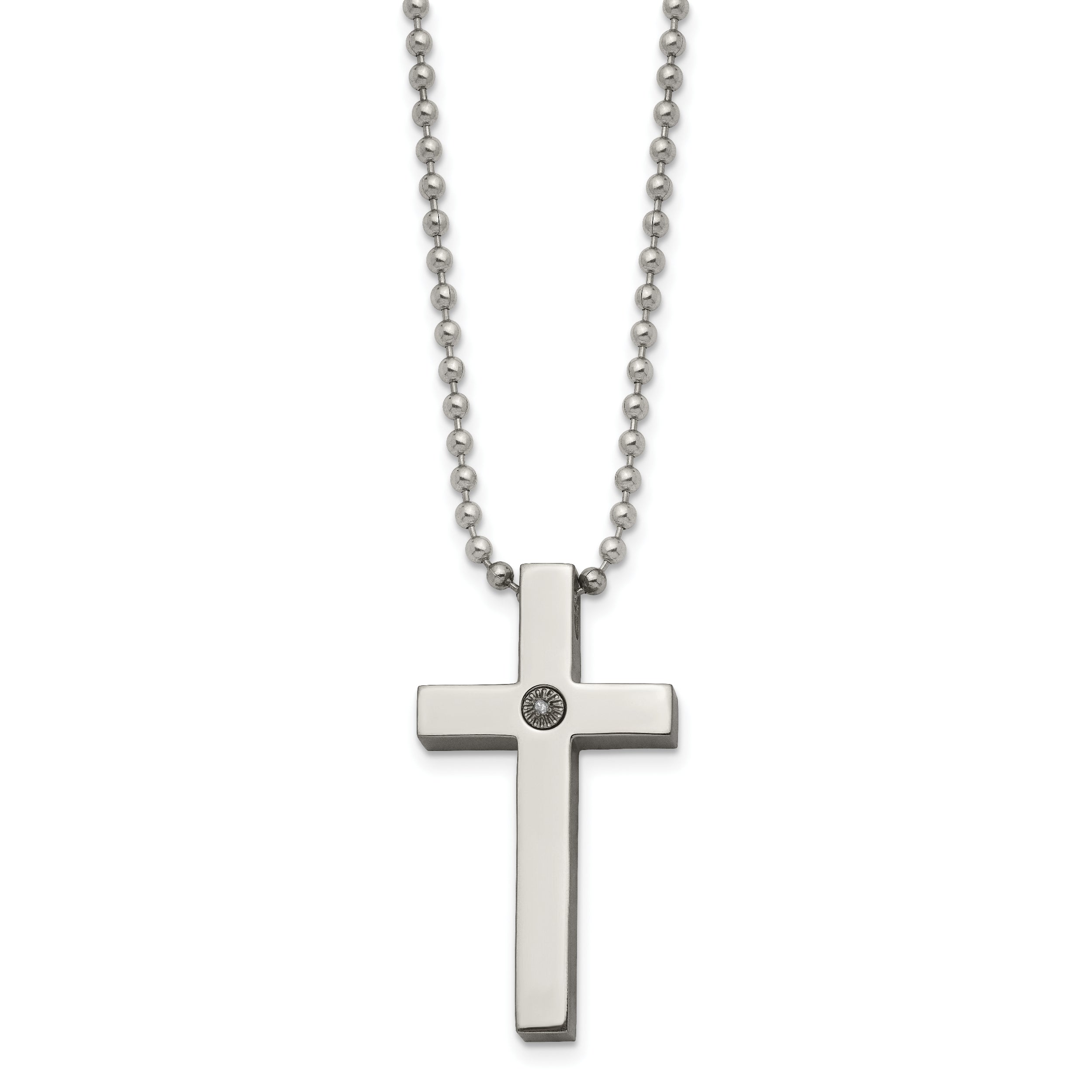 Chisel Titanium Men's Polished Diamond Necklace  Gift Ready Elegance