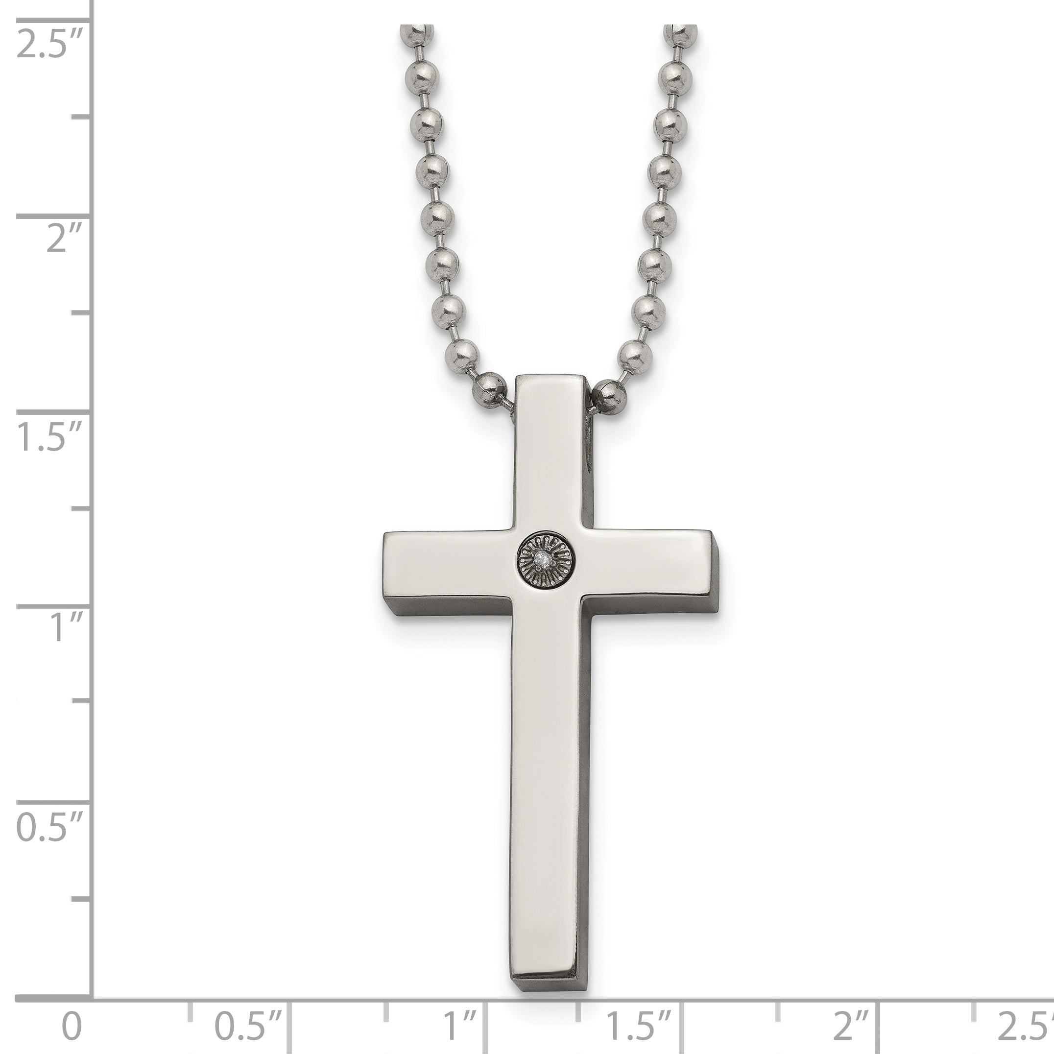 Chisel Titanium Men's Polished Diamond Necklace  Gift Ready Elegance