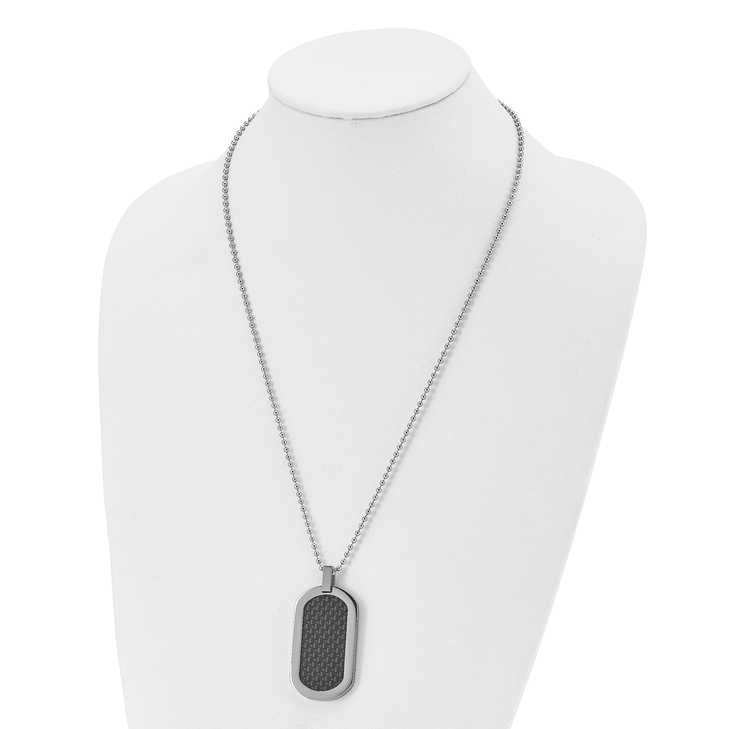 Sophia Jewelers Titanium Dog Tag Necklace with Carbon Fiber Inlay