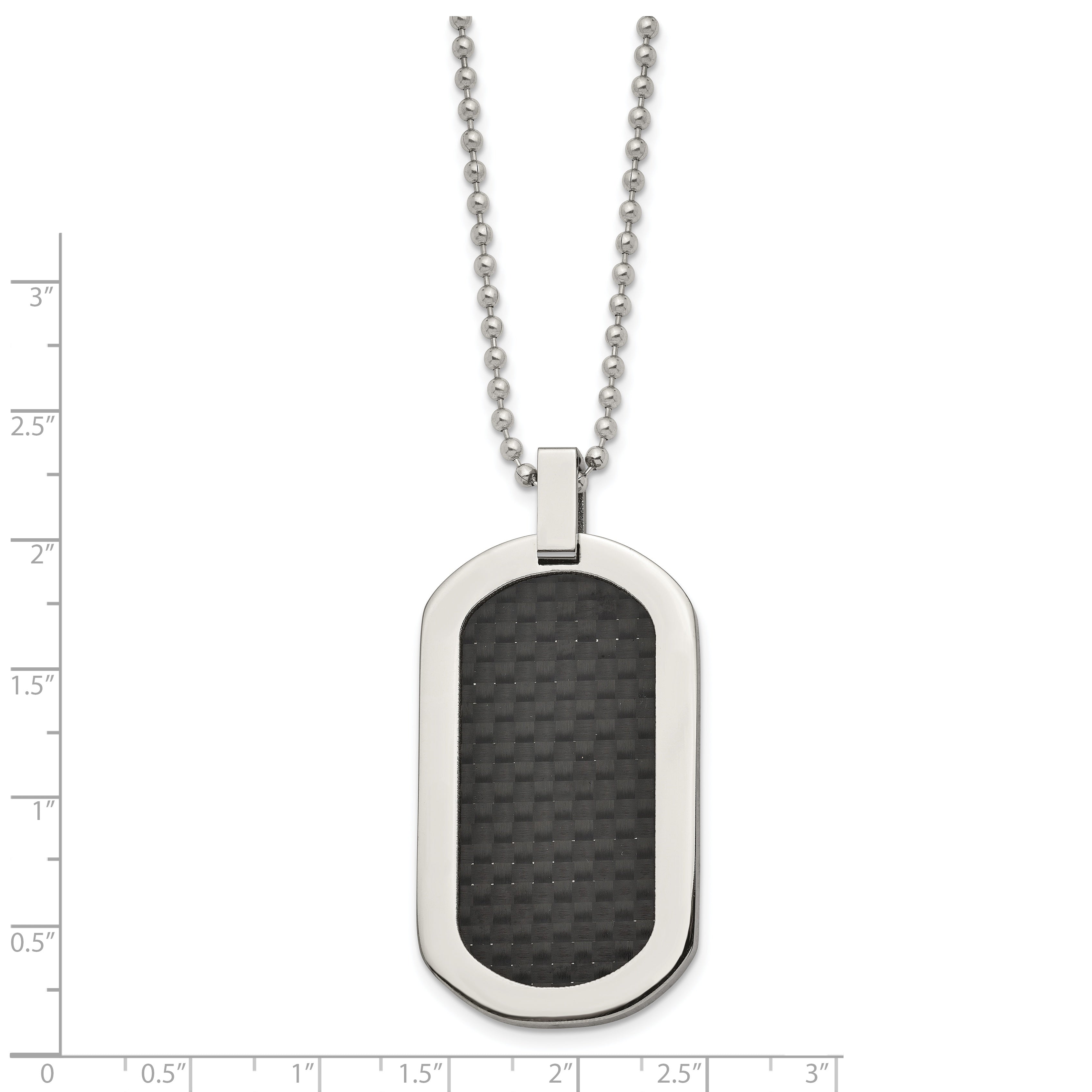 Sophia Jewelers Titanium Dog Tag Necklace with Carbon Fiber Inlay