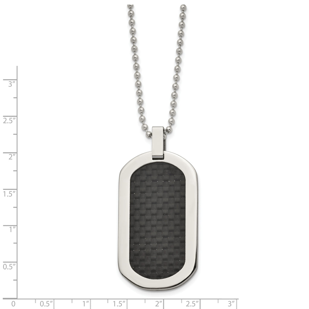 Sophia Jewelers Titanium Dog Tag Necklace with Carbon Fiber Inlay