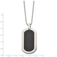 Sophia Jewelers Titanium Dog Tag Necklace with Carbon Fiber Inlay