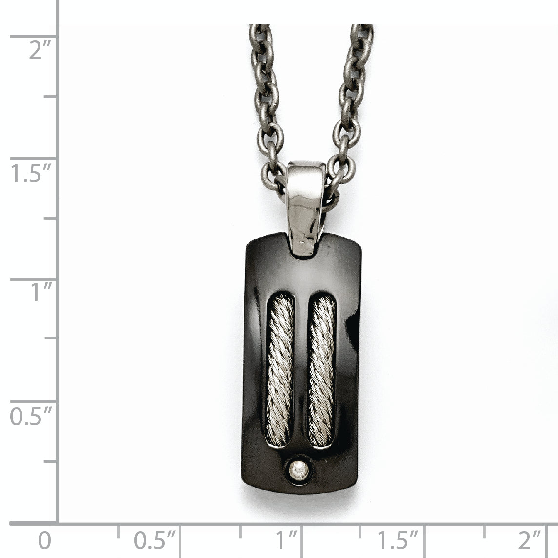 Sophia Jewelers Titanium Silver Two-Tone Men's Polished Dog Tag Necklace