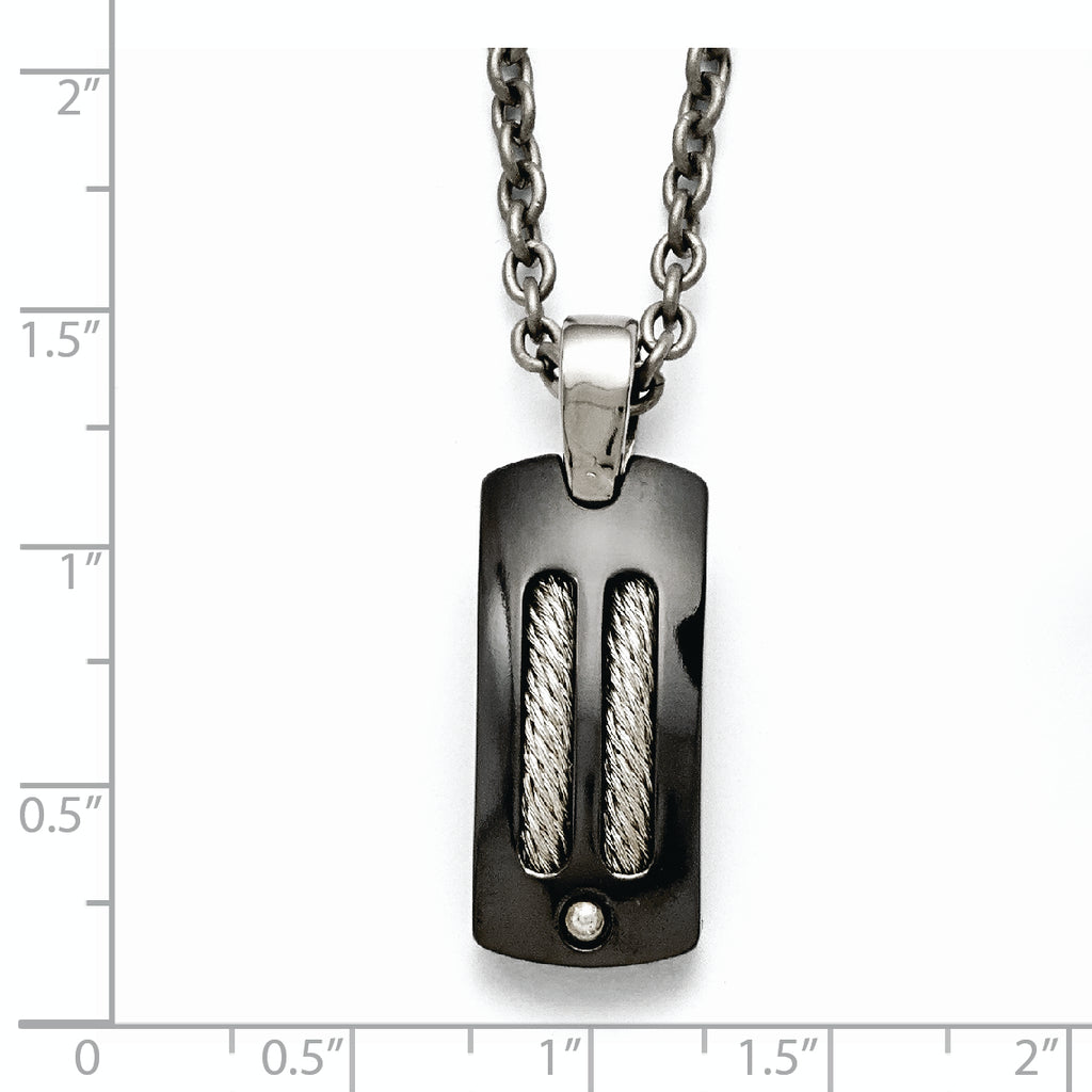 Sophia Jewelers Titanium Silver Two-Tone Men's Polished Dog Tag Necklace
