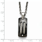 Sophia Jewelers Titanium Silver Two-Tone Men's Polished Dog Tag Necklace
