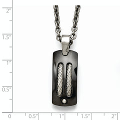 Sophia Jewelers Titanium Silver Two-Tone Men's Polished Dog Tag Necklace