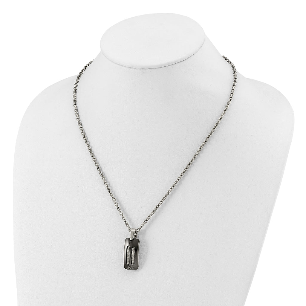 Sophia Jewelers Titanium Silver Two-Tone Men's Polished Dog Tag Necklace