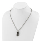 Sophia Jewelers Titanium Silver Two-Tone Men's Polished Dog Tag Necklace