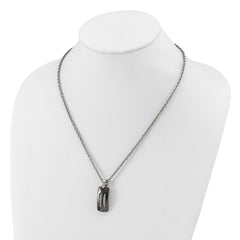Sophia Jewelers Titanium Silver Two-Tone Men's Polished Dog Tag Necklace