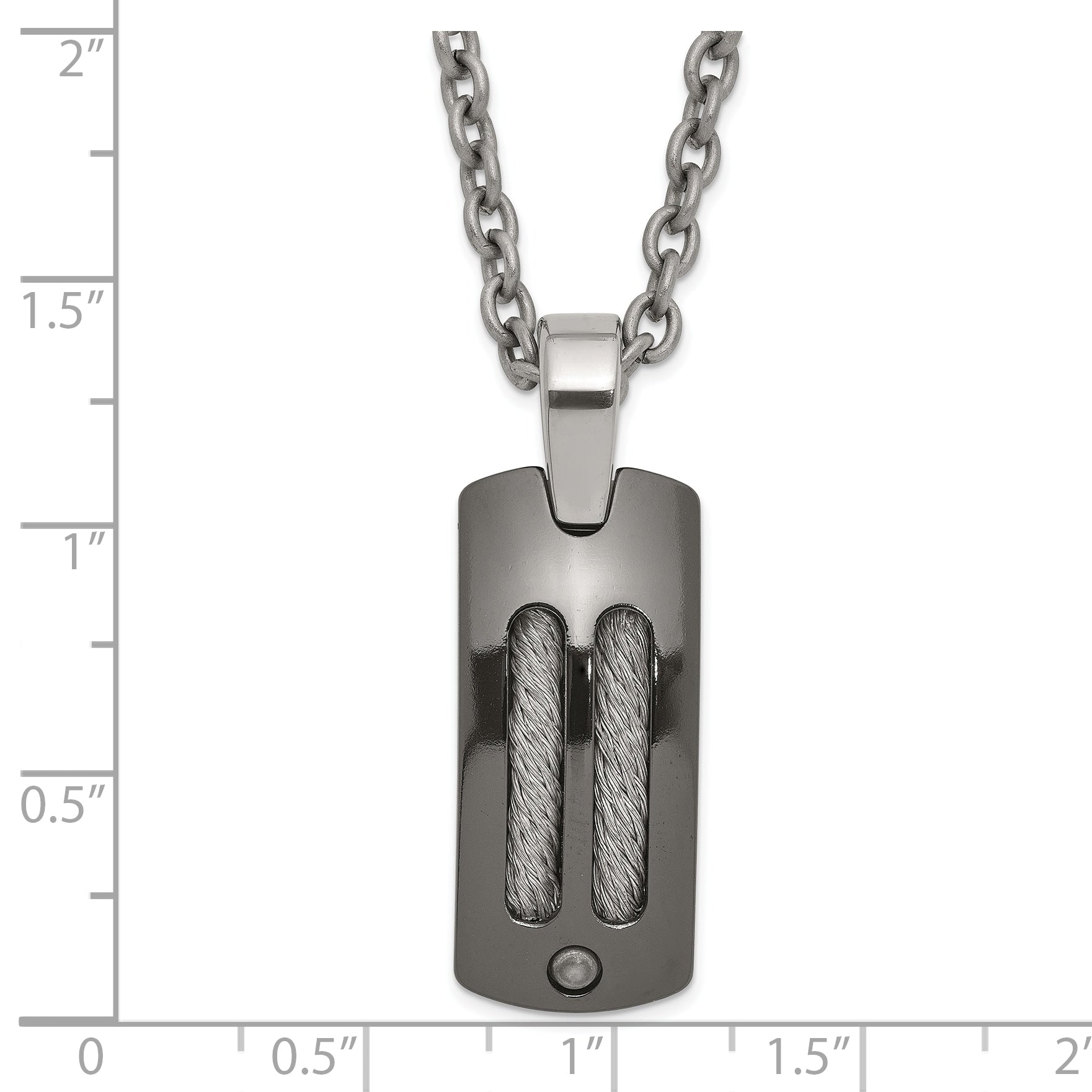 Sophia Jewelers Titanium Silver Two-Tone Men's Polished Dog Tag Necklace
