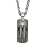 Titanium/Ster.Sil Black Ti Polished w/Cable Inlay Dog Tag Necklace