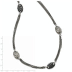 Sophia Jewelers Titanium Sterling Silver Two-Tone Etched Oval Necklace