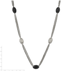 Sophia Jewelers Titanium Sterling Silver Two-Tone Etched Oval Necklace