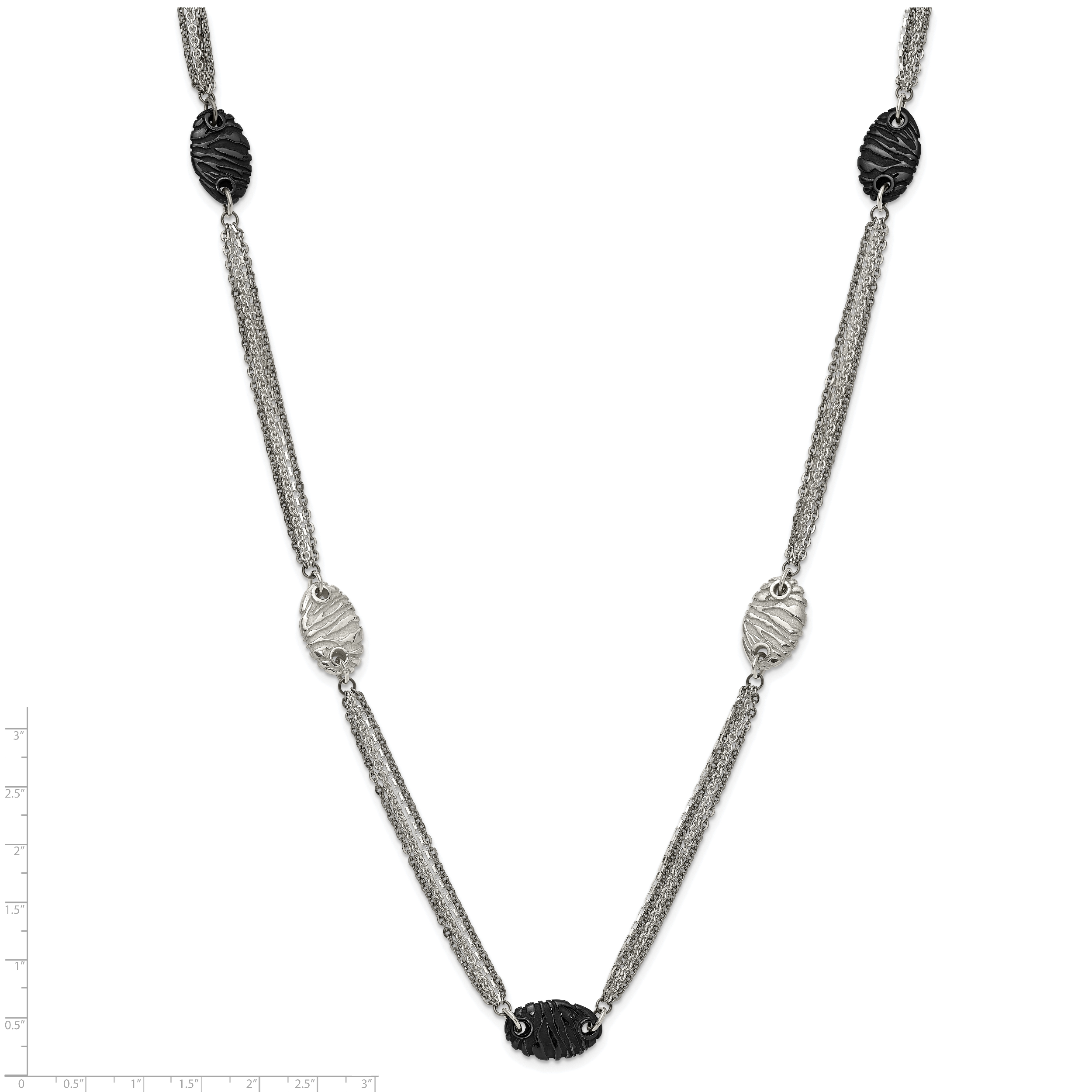 Sophia Jewelers Titanium Sterling Silver Two-Tone Etched Oval Necklace