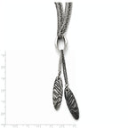 Titanium/Ster.Sil Black Ti Polished Etched Spear 4 Chain Necklace