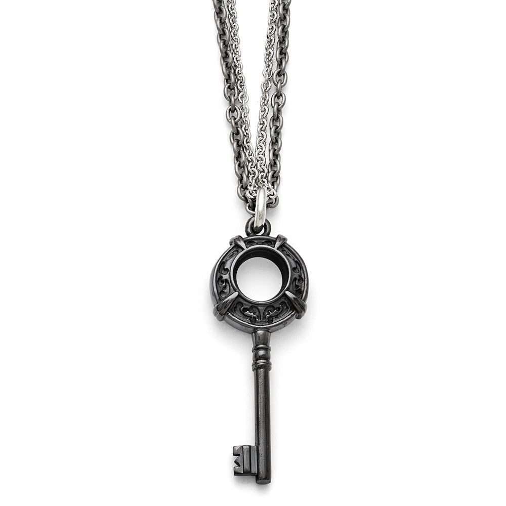 Sophia Jewelers Titanium Silver Two-Tone Polished Key Pendant Necklace 18