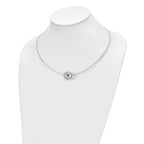 Chisel Titanium CZ Pendant with Polished Stainless Steel 17 inch Wire Necklace