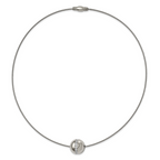 Chisel Titanium CZ Pendant with Polished Stainless Steel 17 inch Wire Necklace