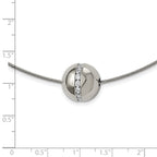 Chisel Titanium CZ Pendant with Polished Stainless Steel 17 inch Wire Necklace