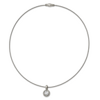 Chisel Titanium CZ Pendant with Polished Stainless Steel 17 inch Wire Necklace