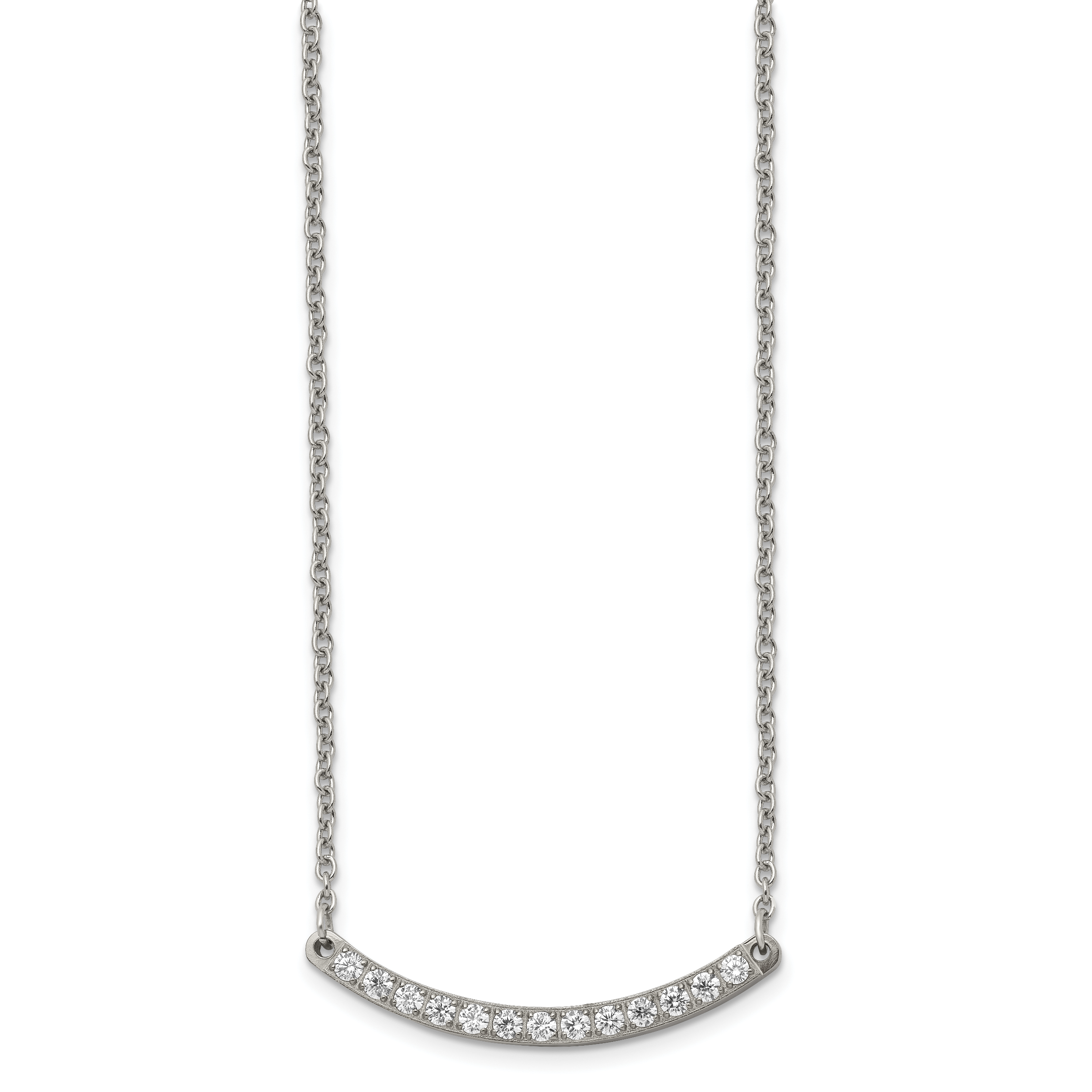 Chisel Titanium Polished with CZ Bar 20.5 inch Necklace Secondary image