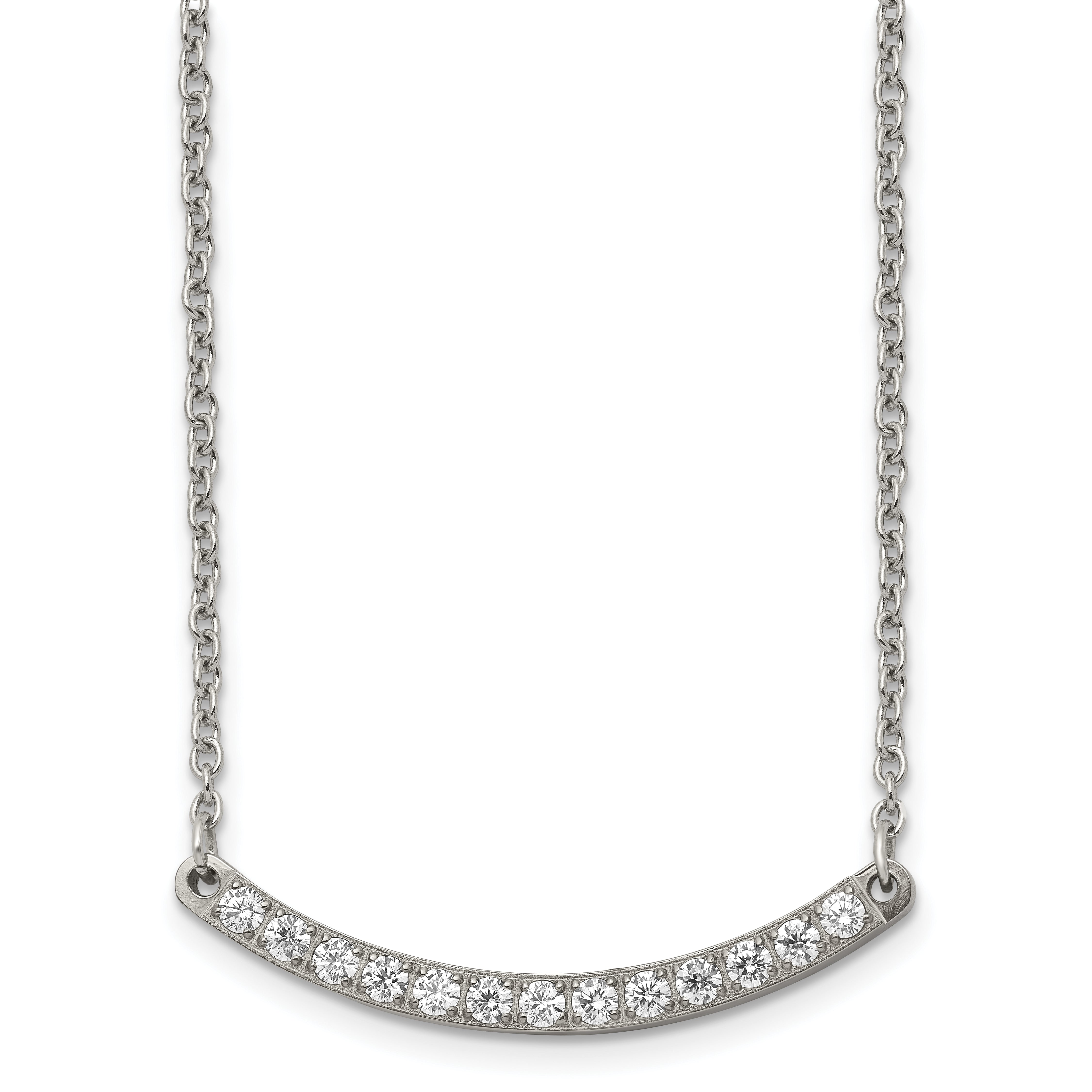 Chisel Titanium Polished with CZ Bar 20.5 inch Necklace Main image