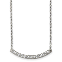 Chisel Titanium Polished with CZ Bar 20.5 inch Necklace