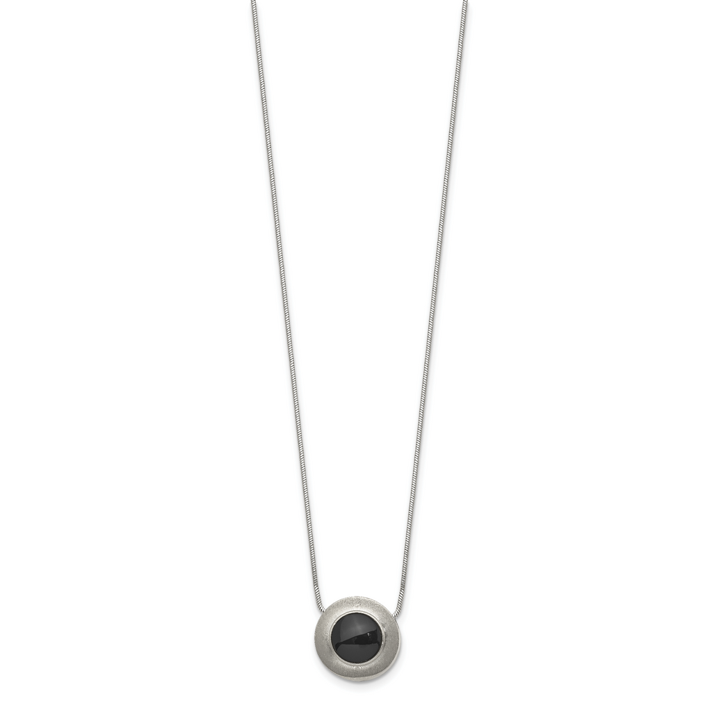 Chisel Titanium Brushed and Polished with Black Ceramic 18 inch Necklace